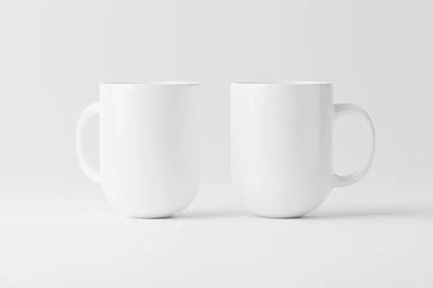 Ceramic Mug Cup For Coffee Tea White Blank 3D Rendering Mockup Stock Illustration