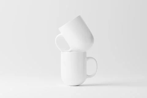 Ceramic Mug Cup For Coffee Tea White Blank 3D Rendering Mockup Stock Illustration