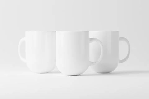 Ceramic Mug Cup For Coffee Tea White Blank 3D Rendering Mockup Stock Illustration