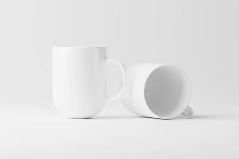 Ceramic Mug Cup For Coffee Tea White Blank 3D Rendering Mockup Stock Illustration