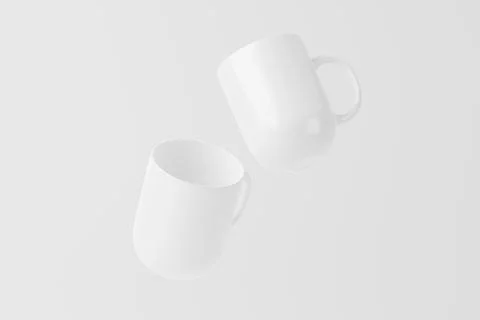 Ceramic Mug Cup For Coffee Tea White Blank 3D Rendering Mockup Stock Illustration