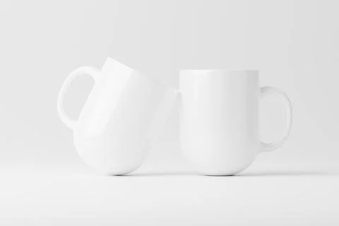 Ceramic Mug Cup For Coffee Tea White Blank 3D Rendering Mockup Stock Illustration