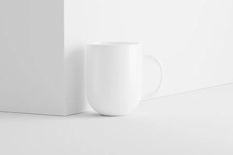 Ceramic Mug Cup For Coffee Tea White Blank 3D Rendering Mockup Stock Illustration