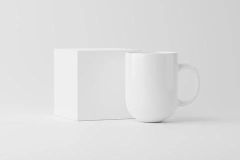 Ceramic Mug Cup For Coffee Tea White Blank 3D Rendering Mockup Stock Illustration