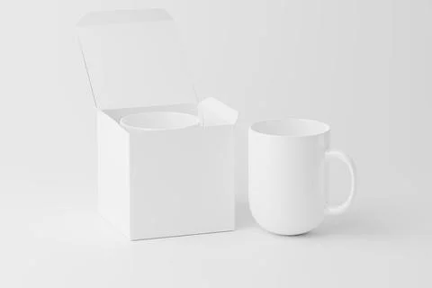 Ceramic Mug Cup For Coffee Tea White Blank 3D Rendering Mockup Stock Illustration