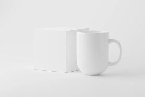 Ceramic Mug Cup For Coffee Tea White Blank 3D Rendering Mockup Stock Illustration