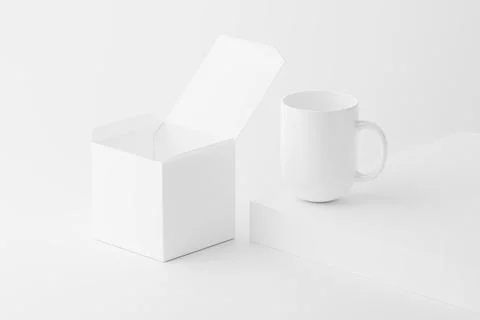 Ceramic Mug Cup For Coffee Tea White Blank 3D Rendering Mockup Stock Illustration