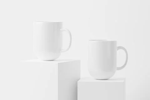 Ceramic Mug Cup For Coffee Tea White Blank 3D Rendering Mockup Stock Illustration
