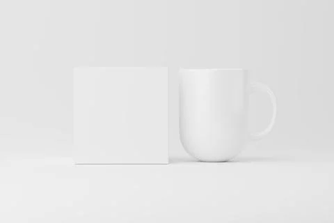 Ceramic Mug Cup For Coffee Tea White Blank 3D Rendering Mockup Stock Illustration