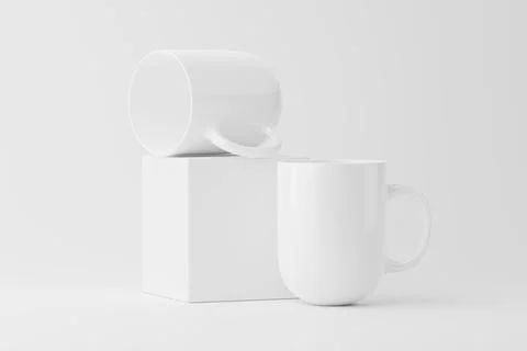 Ceramic Mug Cup For Coffee Tea White Blank 3D Rendering Mockup Stock Illustration