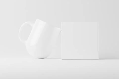 Ceramic Mug Cup For Coffee Tea White Blank 3D Rendering Mockup Stock Illustration