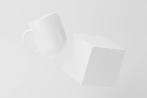 Ceramic Mug Cup For Coffee Tea White Blank 3D Rendering Mockup Stock Illustration
