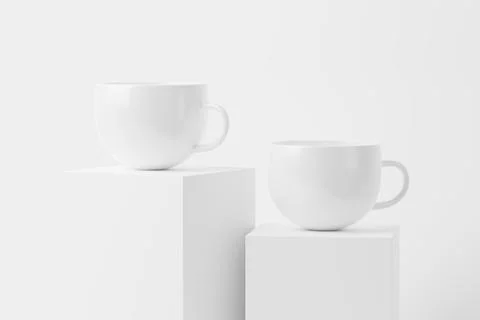 Ceramic Mug Cup For Coffee Tea White Blank 3D Rendering Mockup Stock Illustration