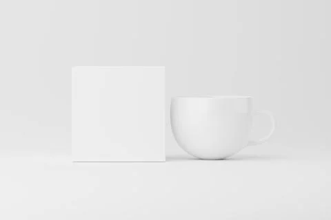 Ceramic Mug Cup For Coffee Tea White Blank 3D Rendering Mockup Stock Illustration