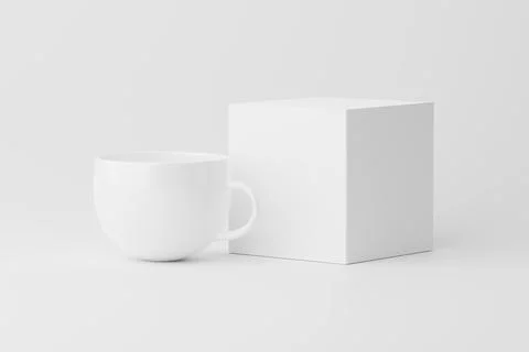 Ceramic Mug Cup For Coffee Tea White Blank 3D Rendering Mockup Stock Illustration