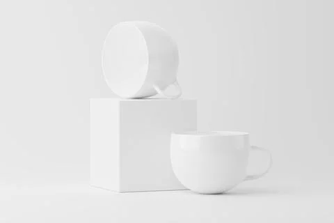 Ceramic Mug Cup For Coffee Tea White Blank 3D Rendering Mockup Stock Illustration