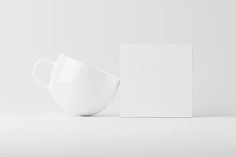 Ceramic Mug Cup For Coffee Tea White Blank 3D Rendering Mockup Stock Illustration