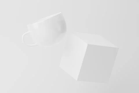 Ceramic Mug Cup For Coffee Tea White Blank 3D Rendering Mockup Stock Illustration