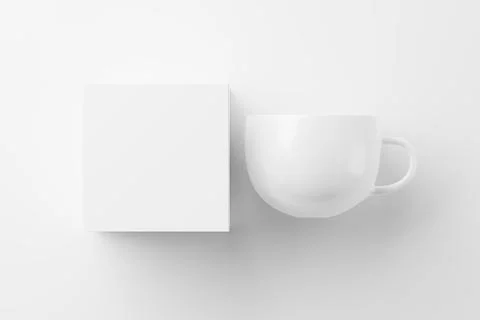 Ceramic Mug Cup For Coffee Tea White Blank 3D Rendering Mockup Stock Illustration