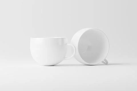 Ceramic Mug Cup For Coffee Tea White Blank 3D Rendering Mockup Stock Illustration