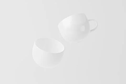 Ceramic Mug Cup For Coffee Tea White Blank 3D Rendering Mockup Stock Illustration