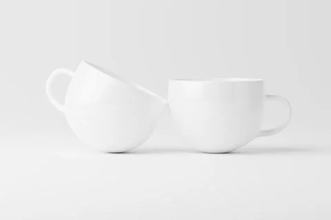 Ceramic Mug Cup For Coffee Tea White Blank 3D Rendering Mockup Stock Illustration