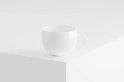 Ceramic Mug Cup For Coffee Tea White Blank 3D Rendering Mockup Stock Illustration