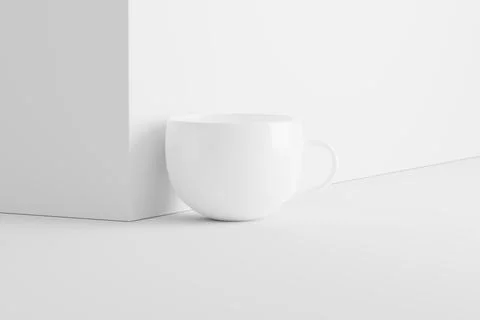 Ceramic Mug Cup For Coffee Tea White Blank 3D Rendering Mockup Stock Illustration