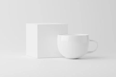 Ceramic Mug Cup For Coffee Tea White Blank 3D Rendering Mockup Stock Illustration