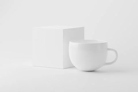 Ceramic Mug Cup For Coffee Tea White Blank 3D Rendering Mockup Stock Illustration