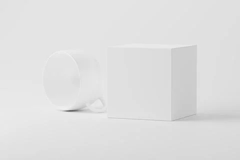 Ceramic Mug Cup For Coffee Tea White Blank 3D Rendering Mockup Stock Illustration