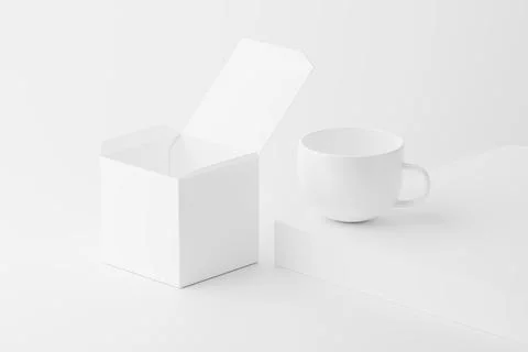 Ceramic Mug Cup For Coffee Tea White Blank 3D Rendering Mockup Stock Illustration