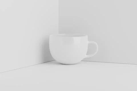 Ceramic Mug Cup For Coffee Tea White Blank 3D Rendering Mockup Stock Illustration