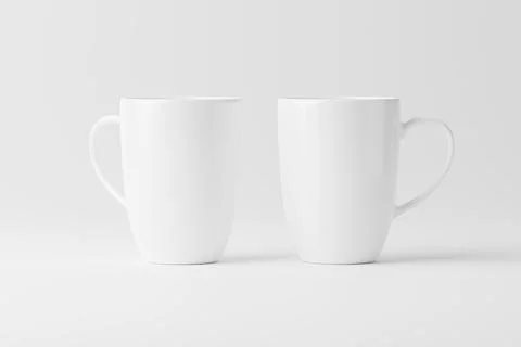 Ceramic Mug Cup For Coffee Tea White Blank 3D Rendering Mockup Stock Illustration