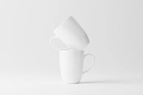 Ceramic Mug Cup For Coffee Tea White Blank 3D Rendering Mockup Stock Illustration