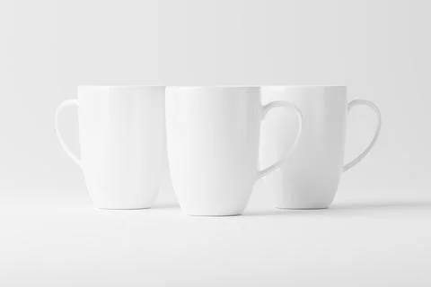 Ceramic Mug Cup For Coffee Tea White Blank 3D Rendering Mockup Stock Illustration