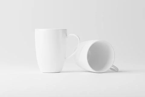Ceramic Mug Cup For Coffee Tea White Blank 3D Rendering Mockup Stock Illustration