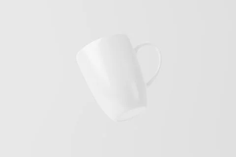 Ceramic Mug Cup For Coffee Tea White Blank 3D Rendering Mockup Stock Illustration