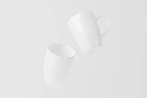 Ceramic Mug Cup For Coffee Tea White Blank 3D Rendering Mockup Stock Illustration