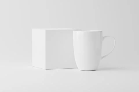Ceramic Mug Cup For Coffee Tea White Blank 3D Rendering Mockup Stock Illustration