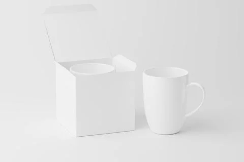 Ceramic Mug Cup For Coffee Tea White Blank 3D Rendering Mockup Stock Illustration