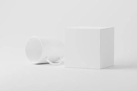 Ceramic Mug Cup For Coffee Tea White Blank 3D Rendering Mockup Stock Illustration