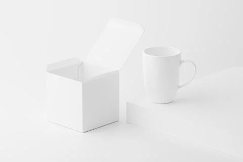 Ceramic Mug Cup For Coffee Tea White Blank 3D Rendering Mockup Stock Illustration