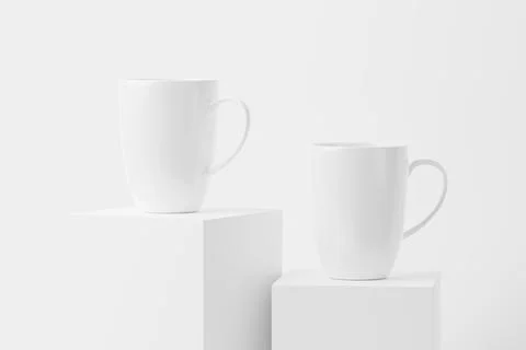 Ceramic Mug Cup For Coffee Tea White Blank 3D Rendering Mockup Stock Illustration