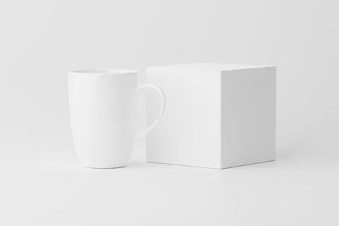 Ceramic Mug Cup For Coffee Tea White Blank 3D Rendering Mockup Stock Illustration