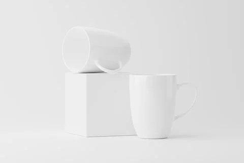 Ceramic Mug Cup For Coffee Tea White Blank 3D Rendering Mockup Illustrazione stock