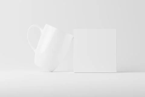 Ceramic Mug Cup For Coffee Tea White Blank 3D Rendering Mockup Stock Illustration