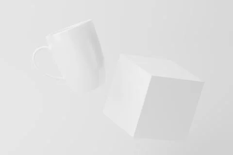 Ceramic Mug Cup For Coffee Tea White Blank 3D Rendering Mockup Stock Illustration