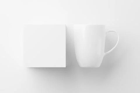 Ceramic Mug Cup For Coffee Tea White Blank 3D Rendering Mockup Stock Illustration