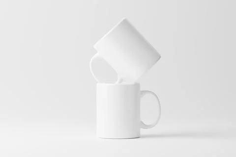 Ceramic Mug Cup For Coffee Tea White Blank 3D Rendering Mockup Stock Photos